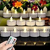 Hanzim Tea Light Candles with Remote Control,Flickering Flameless LED Candle,Long Lasting 400+Hours,Battery Operated with Timer for Home Decoration Seasonal &Festival Celebration WarmWhite (5pcs)