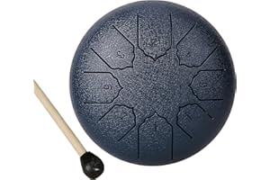 TWODEER Steel Tongue Drum Rain Chime, Rain Drum for Outside, Rain Drum Instrument for Outside, Steel Tongue Drum Rain Chime Waterproof, Steel Tongue Drum 6 Inches 8 Notes, Mini Handpan Drum (Navy Blue)