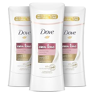 Dove Even Tone Antiperspirant Deodorant for Uneven Skin Tone Restoring Powder Sweat Block for All-Day Fresh Feeling 2.6 oz 3 Count