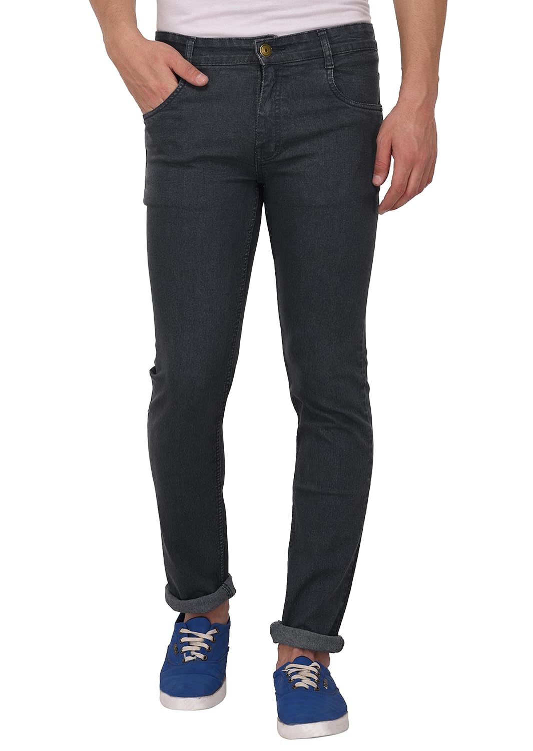 studio nexx men's regular fit stretch jeans (dark grey)