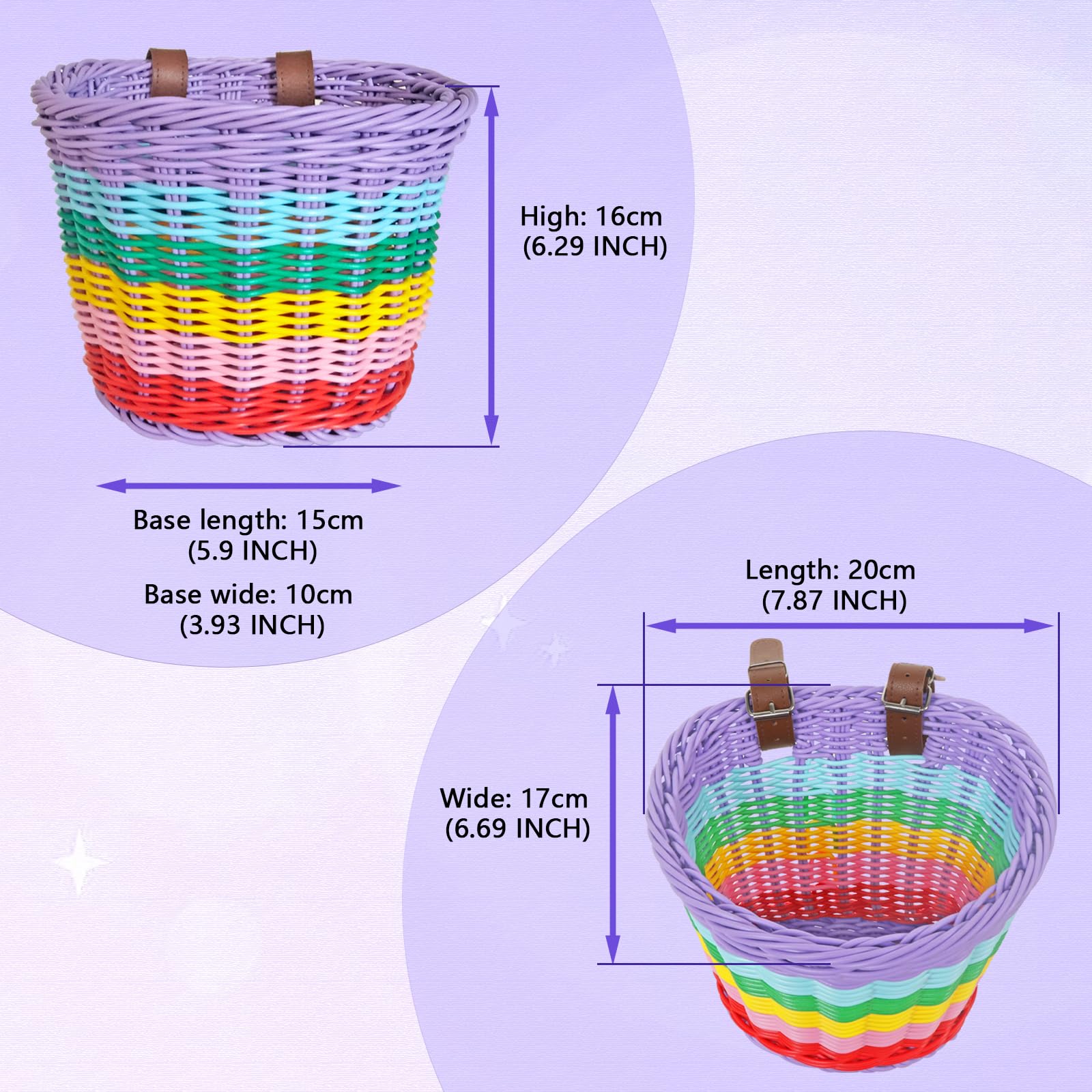 Kids Bike Basket, Wicker Handlebar Bicycle Basket for Girls With Unicorn Necklace, Bell, Streamers, Stickers Decoration Accessories Set