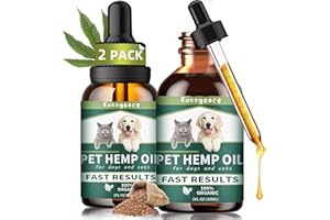 FUZZYCARE 2Pack Hemp Oil for Dogs & Cats, Anxiety & Stress Relief Drops with Omega 3-6-9,Hemp Oil Helps with Pain, Stress, Sleep, Arthritis, Seizures Support, Calming Pet Supplement for Small & Large Pets