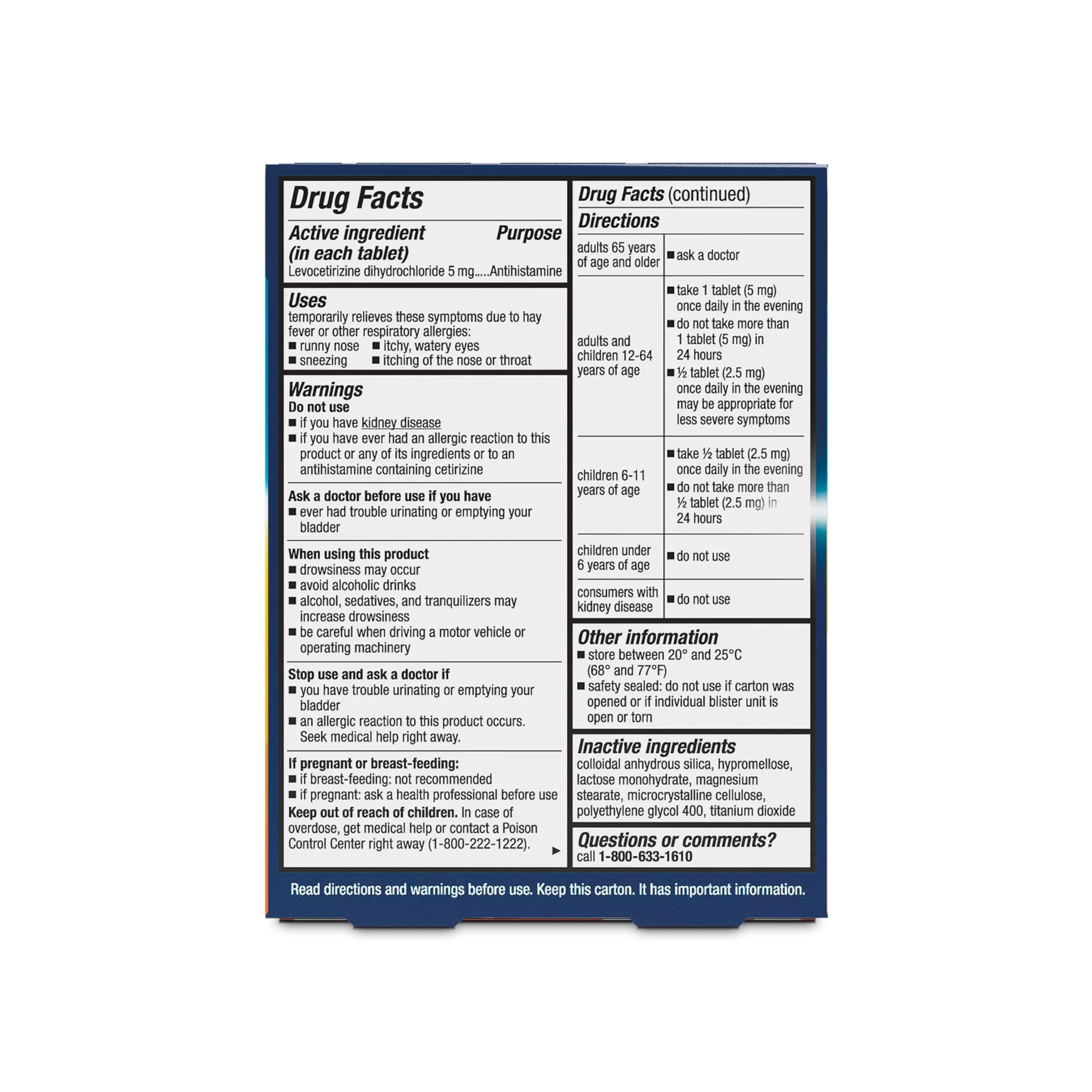 Xyzal 24 Hour Allergy Relief Medicine, Original Prescription Strength Antihistamine, Levocetirizine Dihydrochloride Tablets, 5 mg, 10 Count