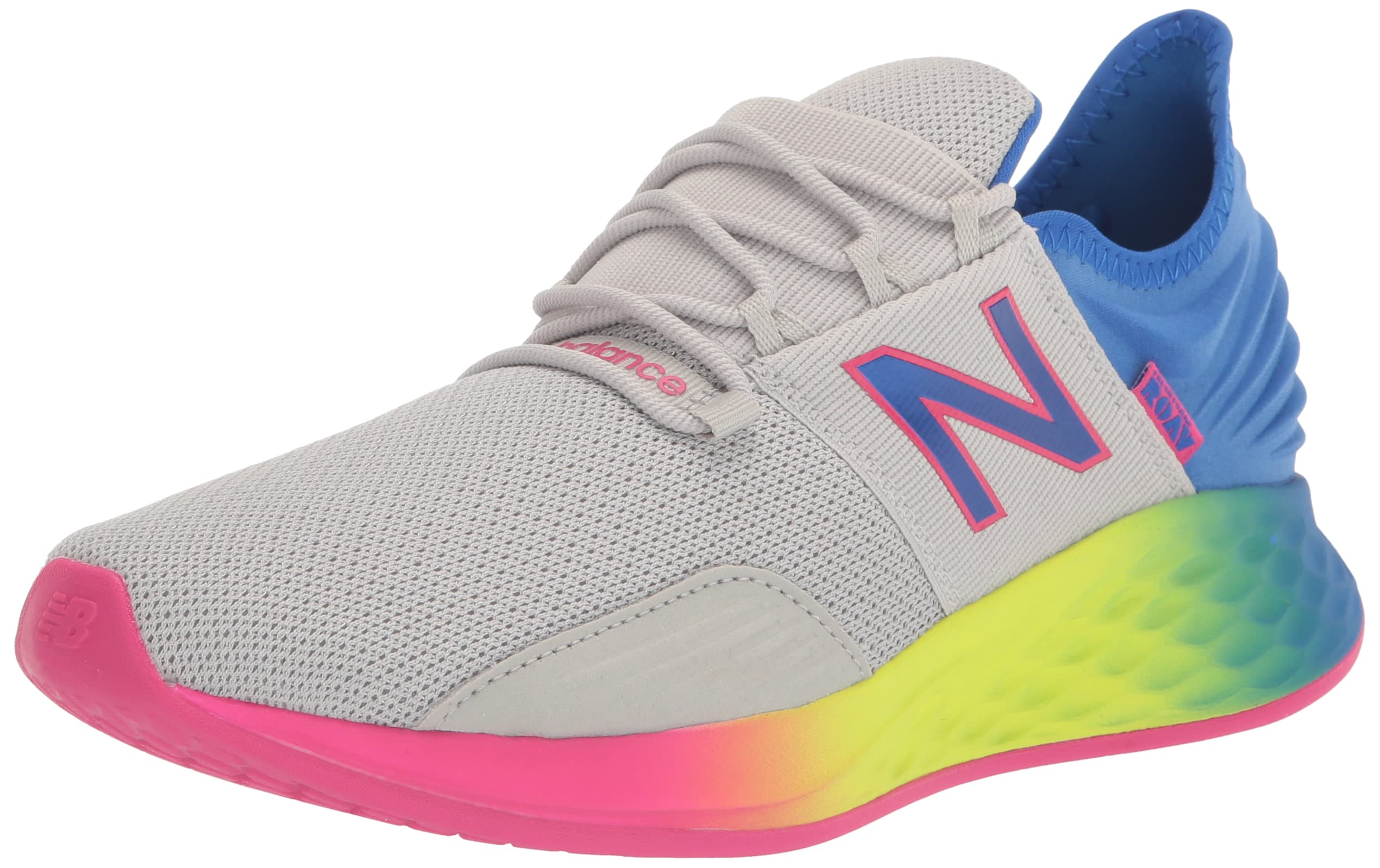 New Balance Kid's Fresh Foam Roav V1 Lace-up Running Shoe, Light Aluminum/Cobalt, 1.5 Wide Little Kid Image