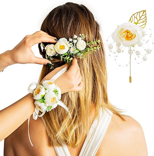 Amazon Com Wrist Corsage Floral Handmade Set Hand Flower