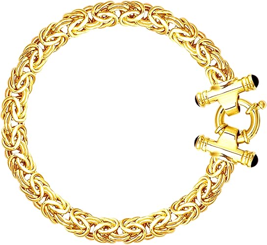 Jewelry Affairs 14k Yellow Gold Byzantine Link Bracelet, 8mm, 7.25"