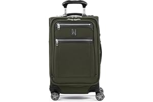Travelpro Platinum Elite Softside Expandable Carry on Luggage, 8 Wheel Spinner Suitcase, USB Port, Suiter, Men and Women, Pilot Green, Carry On 21-Inch
