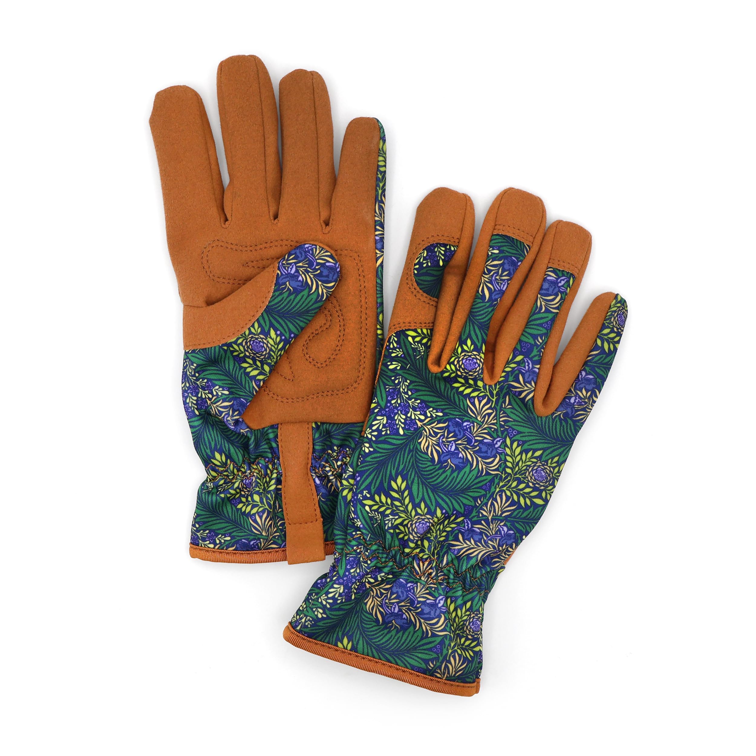 Robert Frederick Outdoor Gardening Gloves - Women's One Size - William Morris Design - Padded with Elastic Cuffs