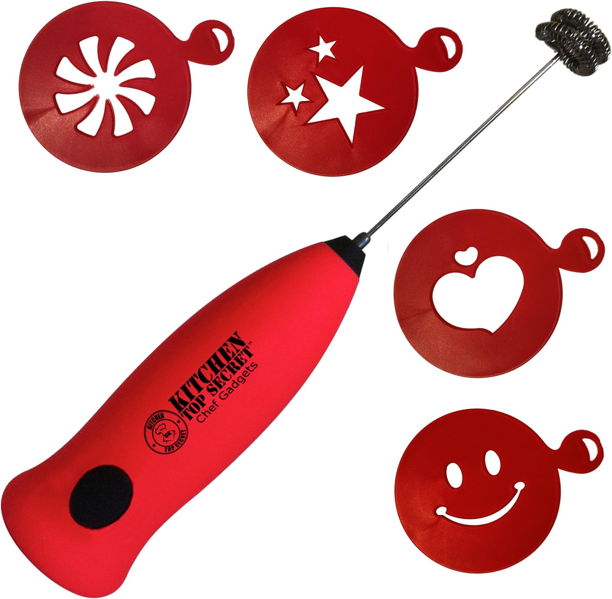 Milk Frother - Electric Coffee Foamer, Barista Latte & Cappuccino Stencils