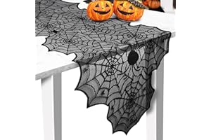 SOGIV Halloween Table Runner, Black Lace Spider Web Table Runners for Halloween Decor/Party Dinner Table Decoration 18 x 72Inch