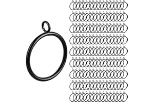 ABuff 100 PCS Curtain Rings with Eyelets, 1-1/2 inch Inner Diameter, Metal Drapery Ring for Curtain Rods, Black Curtain Rings