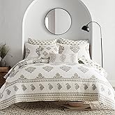 Levtex Home - Kamira Ochre Quilt Set - Full/Queen Quilt and Two Standard Shams - Bordered Floral - Ochre, Grey and Cream - Quilt (88x92in.) and Shams (20x26in.) - Reversible - Cotton