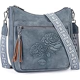 VIMUTI Crossbody Bags for Women Trendy Vegan Leather Hobo Purses Embossed Shoulder Handbag Lightweight Travel Purse