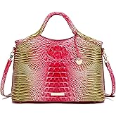 Makcr Joacbv Crocodile Pattern Gradient Top Handle Satchel Large Capacity Tote Bag Casual Versatile Commuter Bag Leather | Crocodile Pattern, Gradient, Top Handle, Large Capacity, Casual, Versatile