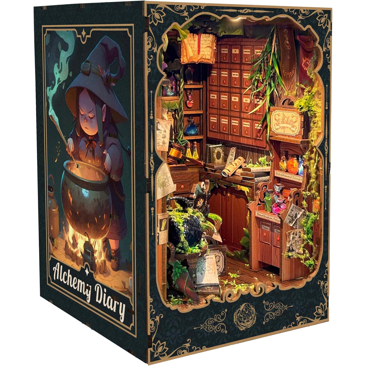 Book Nook Kit for Adults, Booknook DIY Miniature House Kit, Mini House Bookshelf Decor 3D Wooden Puzzle, Birthday Gift for Family, Friends - Alchemy Diary