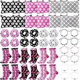 Sunnymove 48 Pcs Volleyball Party Favors Gifts for Team Cosmetic Bags Volleyball Socks Hair Scrunchies and Bracelets for Women Players, Sports Lovers, Sport Themed Supplies Bulk