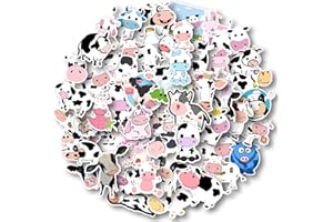 Aowplc 50 Pcs Cow Stickers Pack, Vinyl Waterproof Cute Cartoon Animal Sticker for Kids