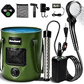 Portable Shower for Camping, 6000mAh Rechargeable Shower Pump, Large Capacity Foldable Bucket, 6' 7" Filtered Shower Head, Beach, Outdoor Camp Showering, Hiking, Pet Bath, RV Car Wash, Water Plant