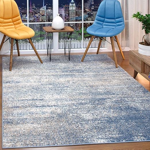 Amazon Com Antep Rugs Florida Collection Distressed Modern Abstract Polypropylene Indoor Area Rug Blue 8 X 10 Home Kitchen