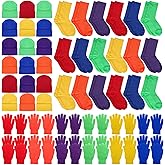 Hillban Winter Beanie Hat Gloves Set with Warm Socks Bulk, Homeless Knitted Beanie Cap Thick Thermal Winter Gloves Socks Pack