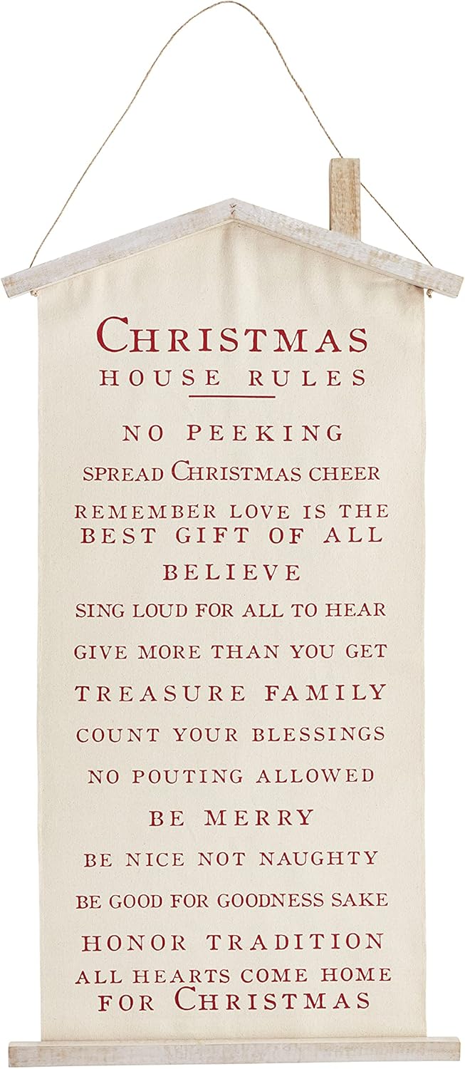 Wreath Hangers - Mud Pie Christmas House Rules Hanger, 49.75