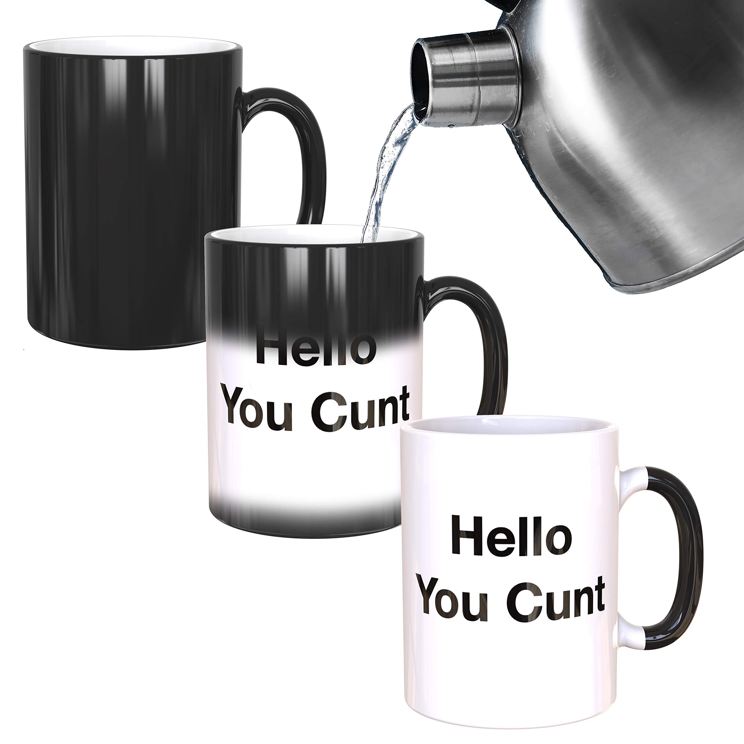 Hello You C*** Mug - Funny Rude Mug - Message Appears as it Heats - Perfect Novelty Gag Gift - Joke Secret Santa or Stocking Filler