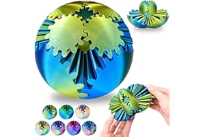 LOCYFENS Gear Ball 3D Printed Gear Sphere, Colorful Gearsphere Relax Fidget Toys, 3D Printed Toys Made of Eco-Friendly Materials, Yellow Blue