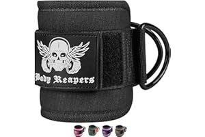 Body Reapers Gym Ankle Strap for Cable Machine with Adjustable Velcro, Durable Double D-Rings & Cushioned Design for Glute, Leg & Lower Body Exercises, Comfortable Workout Straps & Ankle Cuff