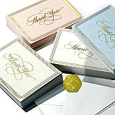 ukee's 100-Pack Thank You Cards with Envelopes & Matching Stickers | 3.5x5 Blank Thank You Notes with Gold Foil Calligraphy, 4 Colors w/Gift Box for Wedding, Baby Shower, Small Business, Funeral, Graduation, Birthday