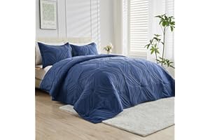 Kingnex Oversized King Bedspreads 128x120 for Tall King or Cal King Bed Ultrasonic Quilted Coverlet Set 3 Piece Include 1 Extra Wide Quilt 2 Pillowcases Navy