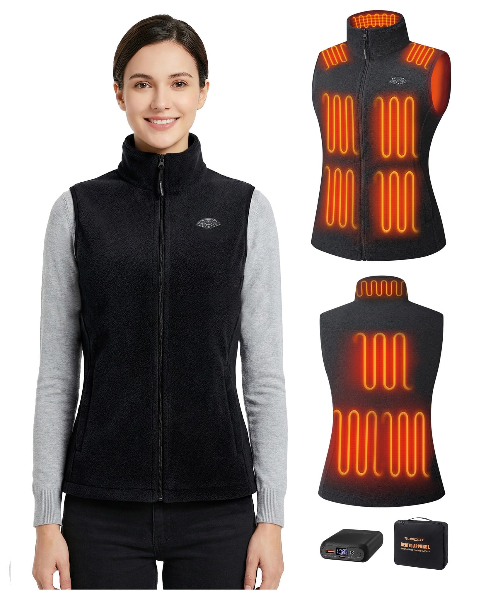 Photo 1 of Topdot Fleece Women's Heated Vest with Battery Pack 16000mAh 7.4V, Heated Vest for Women with10-Heated Zones for Outdoor Work