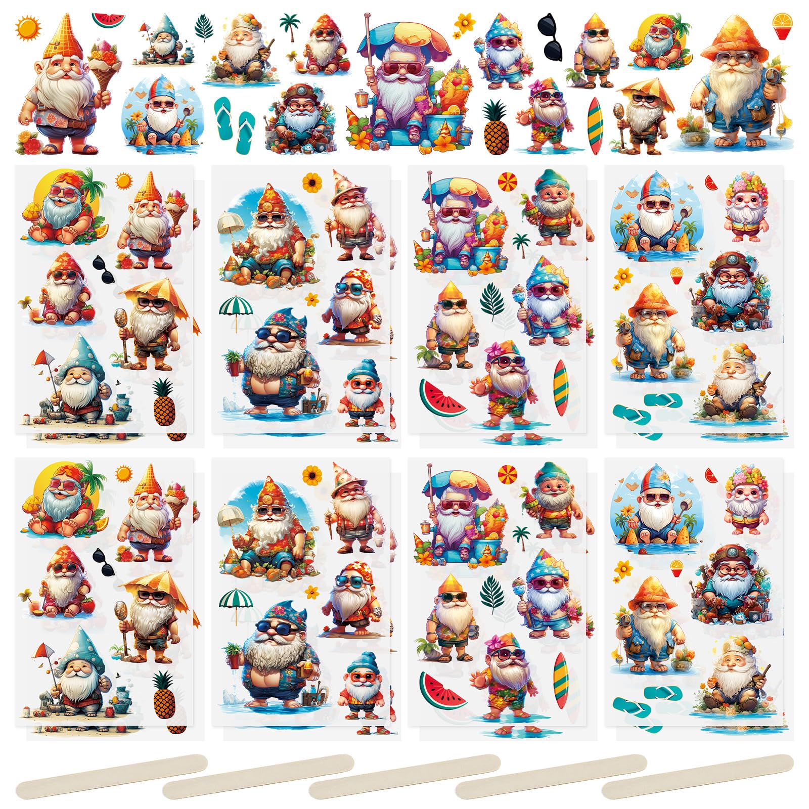 WANDIC Rub On Transfer Stickers, 16 Sheets Summer Theme Decals Beach Cacation Stickers Waterproof Decals for Photo Albums Greeting Cards