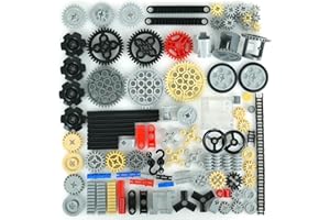MALEKO Technical Gears and Axles Set, Over 120 Pieces MOC Car Building Blocks Accessories-Wheels Pins Differential Gearbox Ch