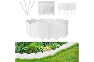 AMURS 20Pcs Garden Edging Border Landscape Edging Lawn Garden Fence Decorative Landscape Border 20Ft Length Landscaping with 20 Pcs Stakes for Lawn Flower Bed Yard White