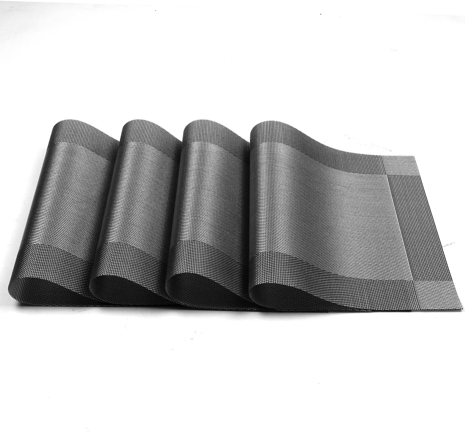 U'Artlines Placemat, Crossweave Woven Vinyl Non-Slip Insulation Placemat Washable Table Mats (Grey, 4pcs placemats): Home & Kitchen