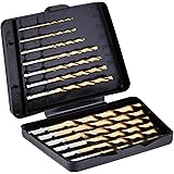Amazon Basics High Speed Steel Drill Bit Set - Titanium Finish, 13-Piece