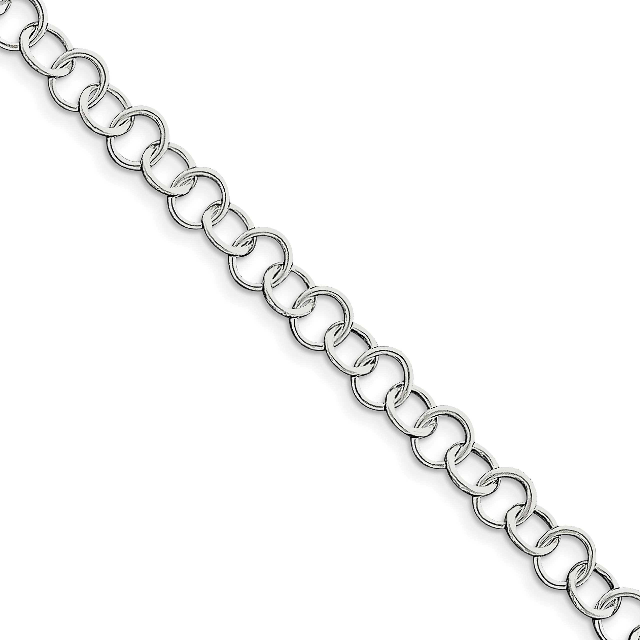 Sterling Silver Fancy Link Anklet Chain Jewelry 9"