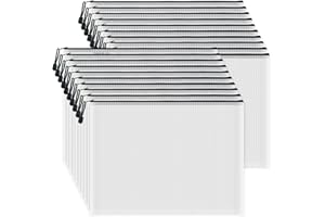 AUSTARK 20 Pcs Zipper File Bags, Plastic Mesh Pouch, Board Game Storage Bag, Waterproof Bags for Office School (A3 Size 16.9''x12'', White and Black)