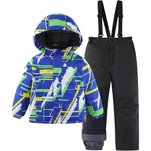 Hiheart Boys Girls Winter Ski Jacket & Pants Set 2-Piece Snowsuit