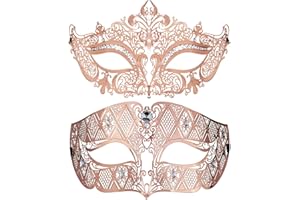 Thmyo Couples Venetian Laser Cut Masquerade Mask,Halloween Mardi Gras Party Mask (Black & black)