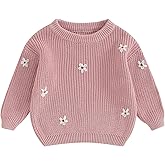 Mubineo Baby Girl Winter Clothes Cute Flower Sweater Crewneck Pullover Long Sleeve Knit Newborn Infant Sweaters