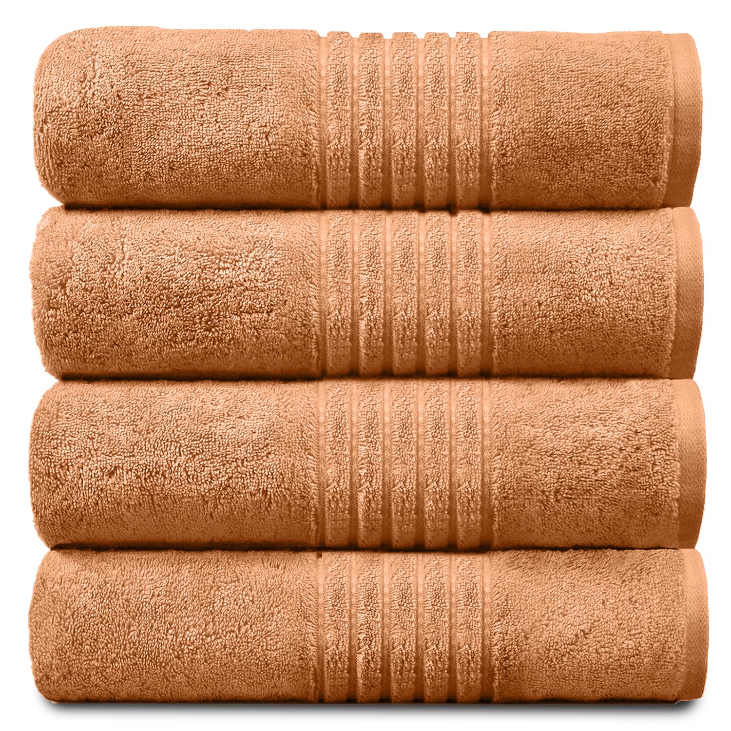 GC GAVENO CAVAILIA Luxury 450 GSM Jumbo Bath Sheet, Highly Water Absorbent Towels, Pack Of 4 Towel Set, Peach, 80X170