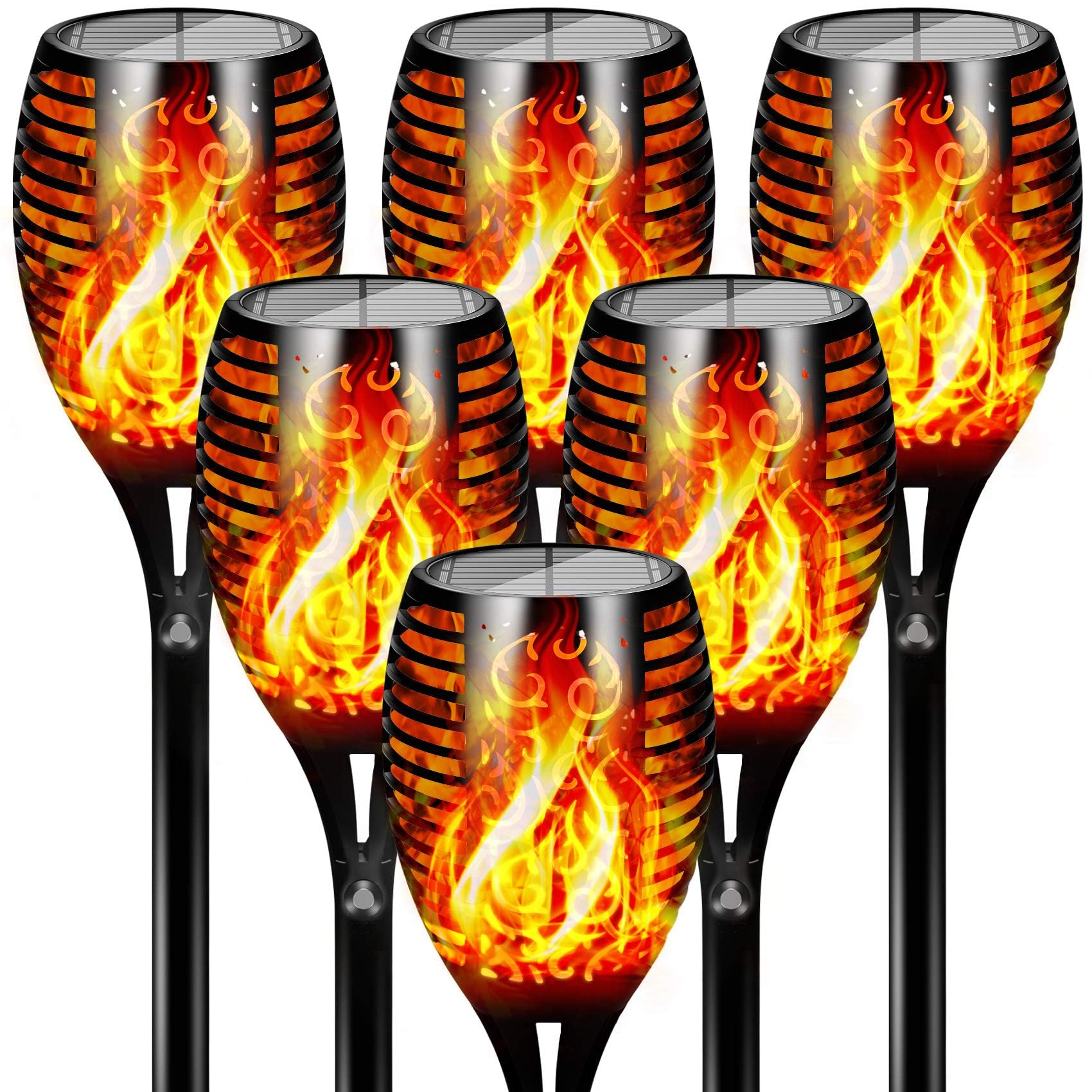Photo 1 of Otdair 96 LED Solar Lights Outdoor Upgraded 6 Pack, 43" Tall & Super Larger Size, Waterproof Solar Torch Light with Flickering Flame, 2200mAh Solar Tiki Torches Decoration Lights, for Path Yard Garden