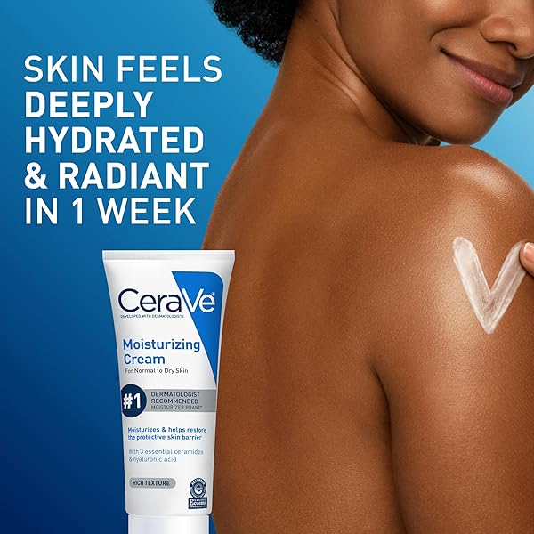 CERAVE MOISTURIZING CREAM, FACE BODY MOISTURIZER, NORMAL TO DRY SKIN, 8 FL OZ