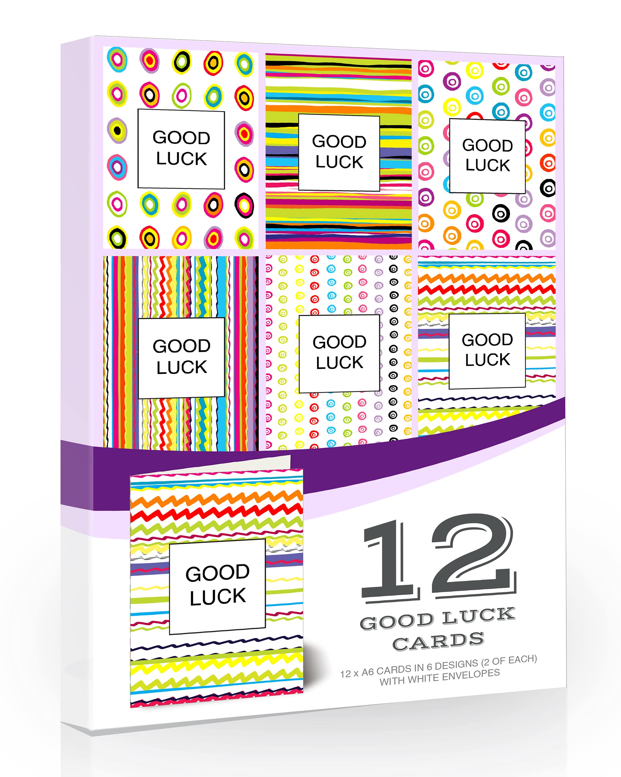 Olivia Samuel 12 x Mixed Good Luck Cards Pack with Envelopes. UK Made and Fully Recyclable