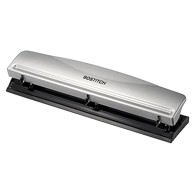 Bostitch Office HP12 3 Hole Punch, 12 Sheet Capacity, Metal,Silver