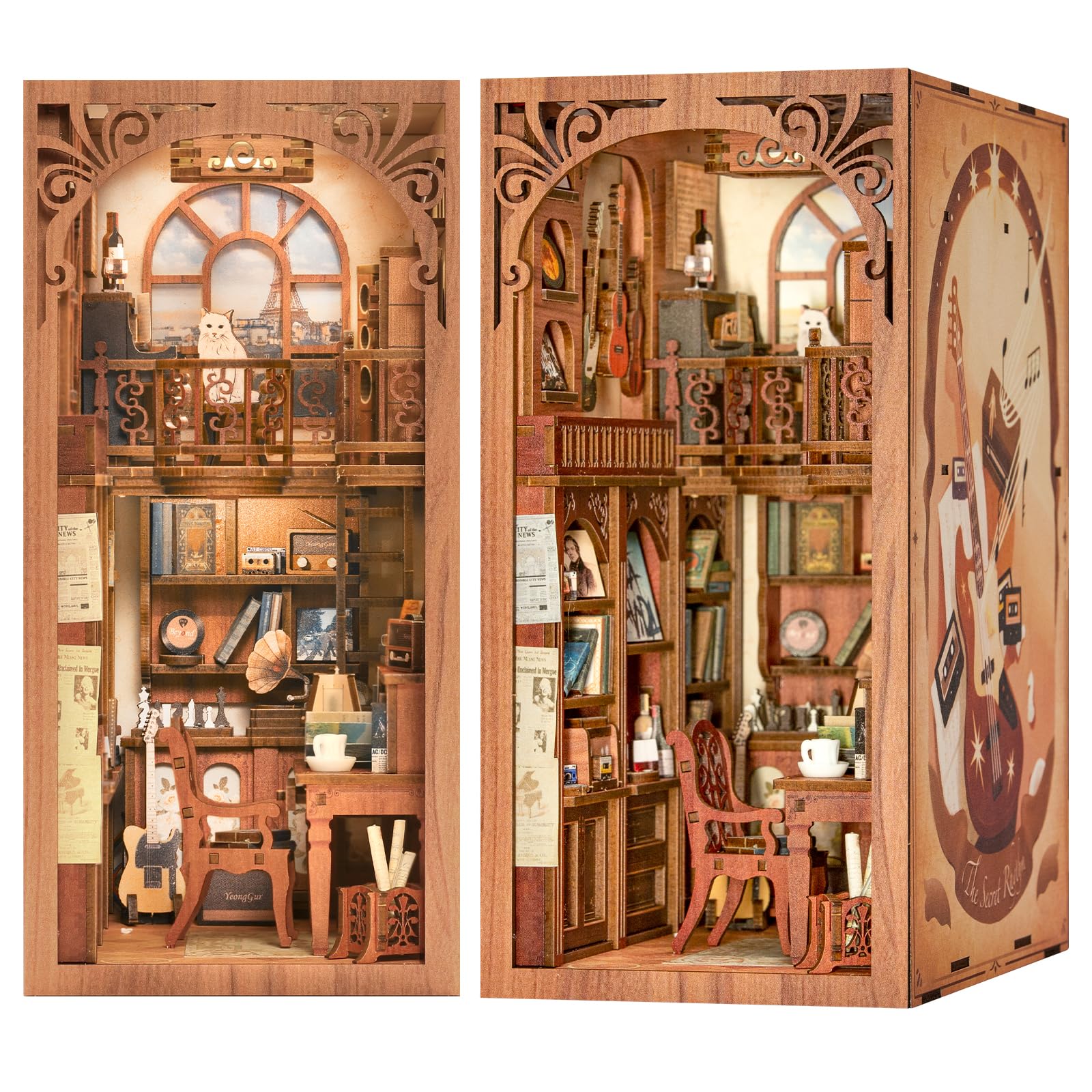 Fsolis Book Nook Diy Miniature House Kit 3D Wooden Puzzles Bookshelf Decor Dolls House Model Kits Book Gifts (The Secret Rhythm) — image 1