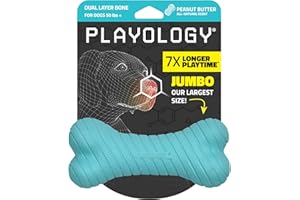 Playology Dog Toys | Dual Layer Bone Durable Chew Toy Bone for Dogs | Jumbo Peanut Butter Scented Toy - Easy to Clean and Made from Non Toxic Materials