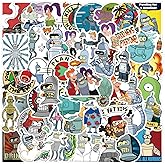 Cartoon Futurama Stickers for Kids, 55pcs Waterproof Anime Decals for Laptop, Water Bottles,Car Bumper,Luggage, Skateboard, Vinyl Graffiti for Teens Girls Adults Toddlers