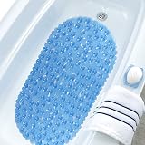 WELTRXE Bath Mat Non Slip Anti Mould 69 x 36 cm Blue Pebble PVC view 7